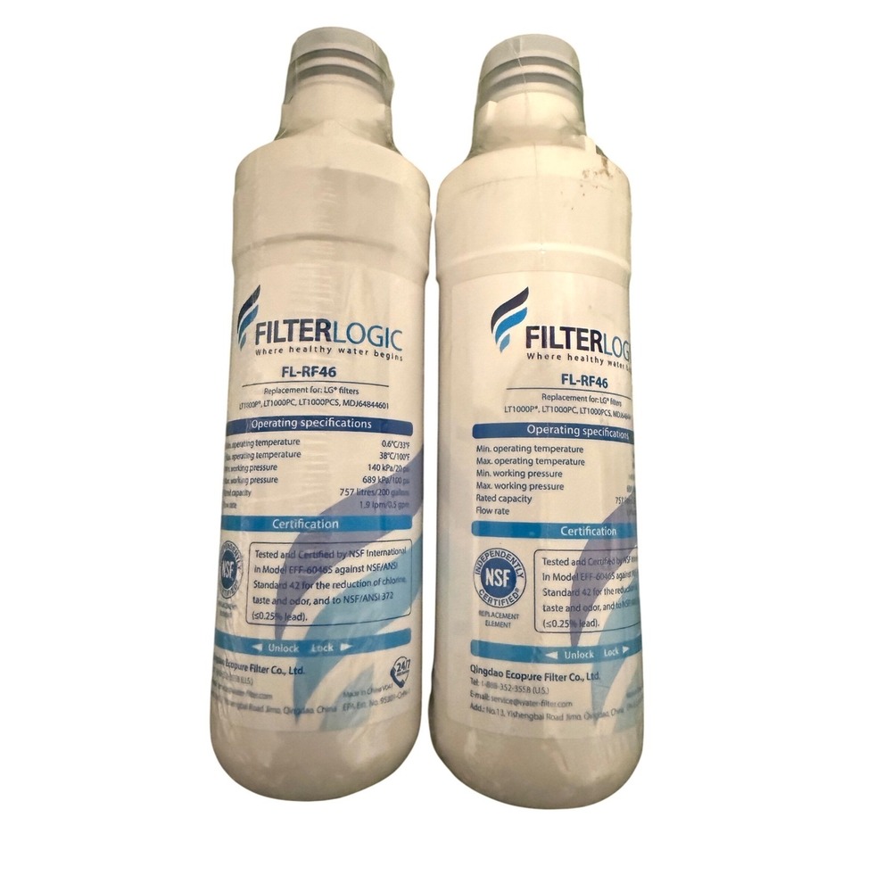 Filter Logic FL-RF46 Refrigerator Water Filter Replacement for LG LT1000P 2-Pack